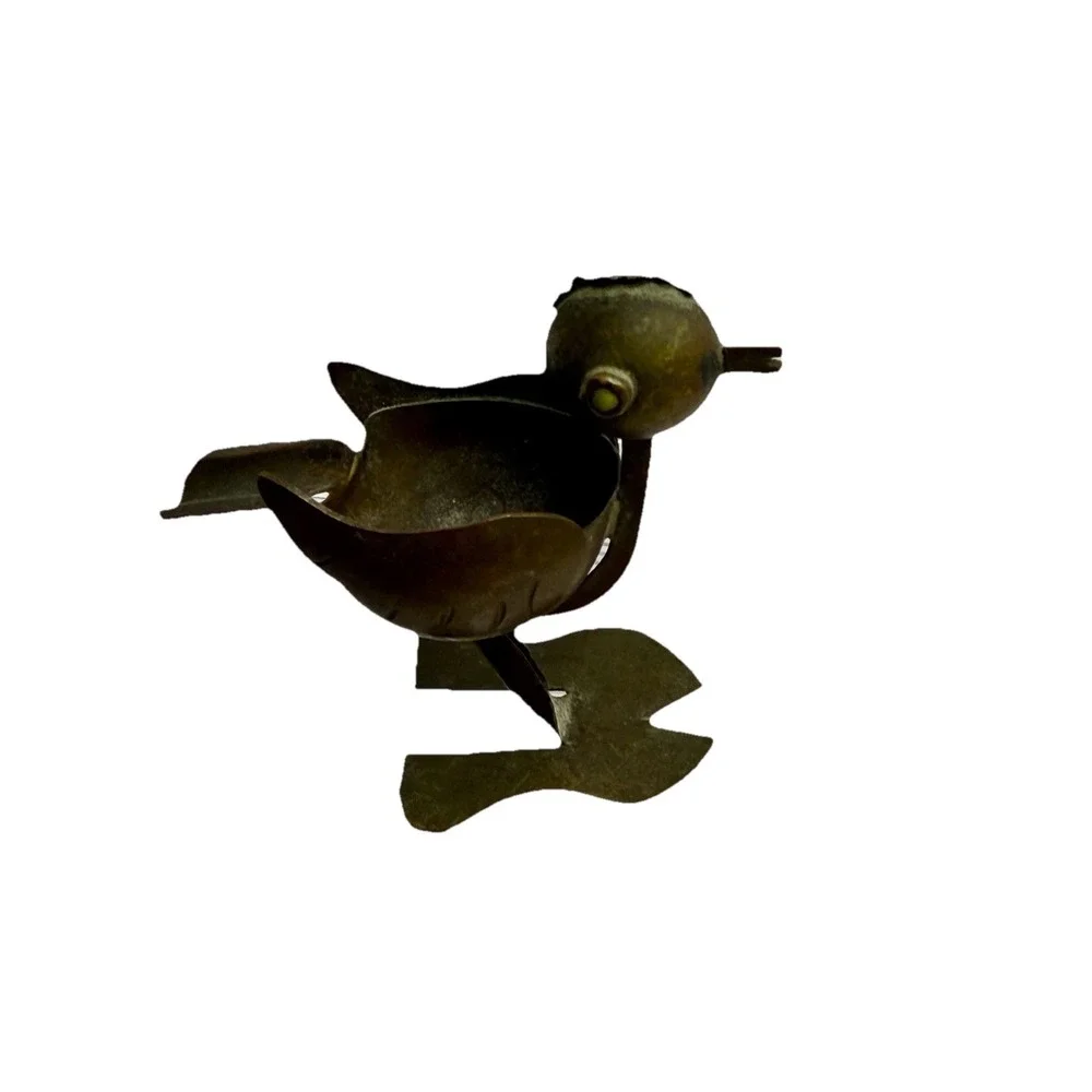 Vintage Mid-Century Brass Bird Ashtray 1950's Atomic Smoking Table Decor
